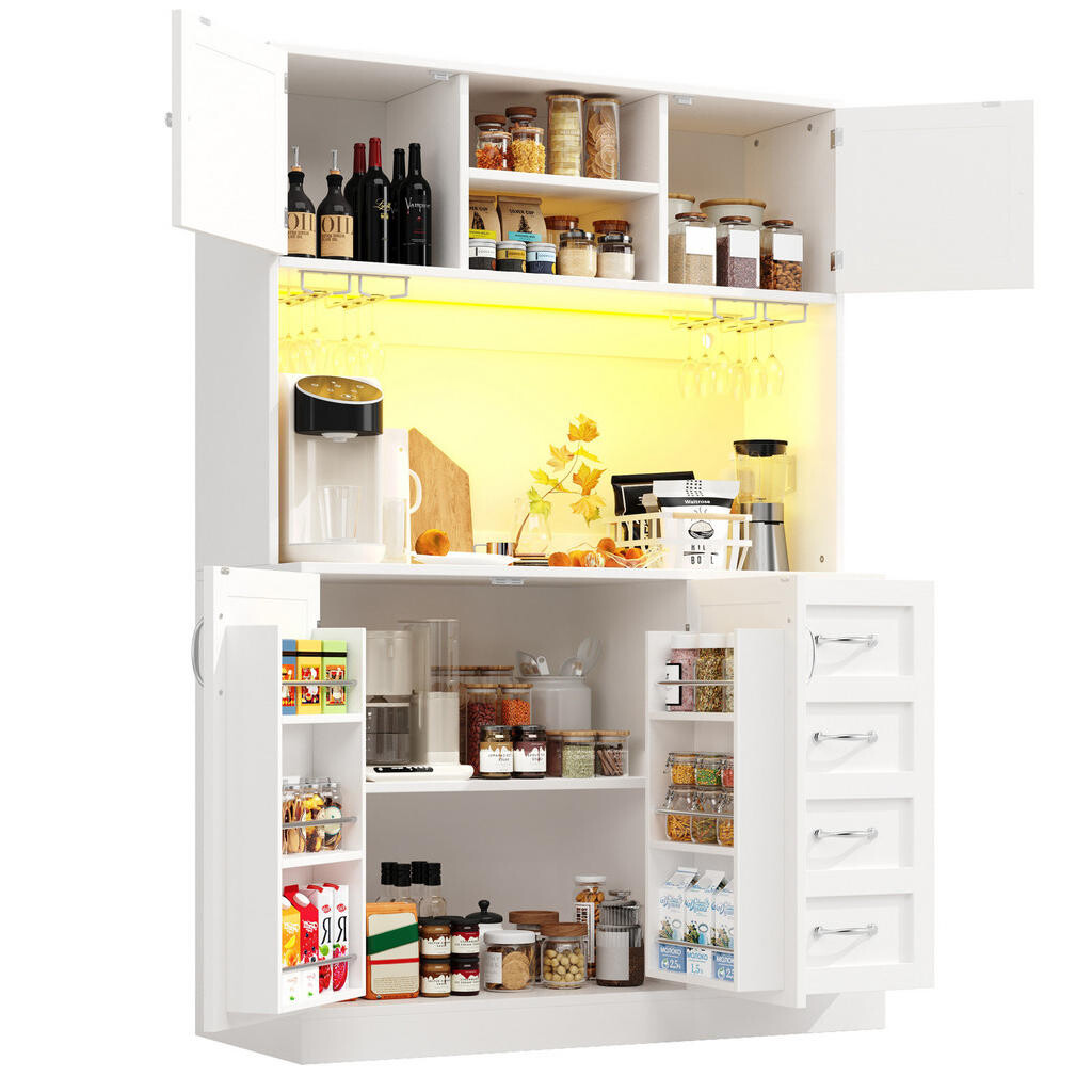 OKWISH BOČNÍ skříň 120/40/188 cm bílá z MDF s LED osvětlením a zásuvkami