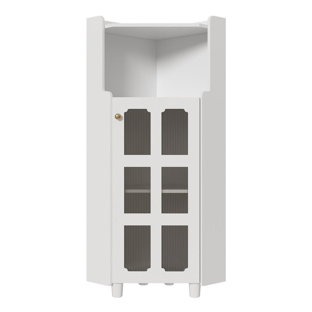 Urban Meuble ROHOVÁ SKŘÍŇ lakovaná bílá, prosklená vitrína, Smart LED
