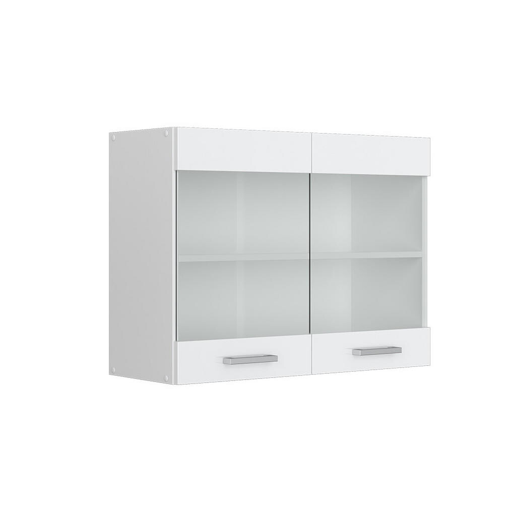 Vicco UNIVERZÁLNÍ NÁSTĚNNÁ SKŘÍŇKA R-Line Bílá vysoký lesk 80 cm se skleněnými dvířky