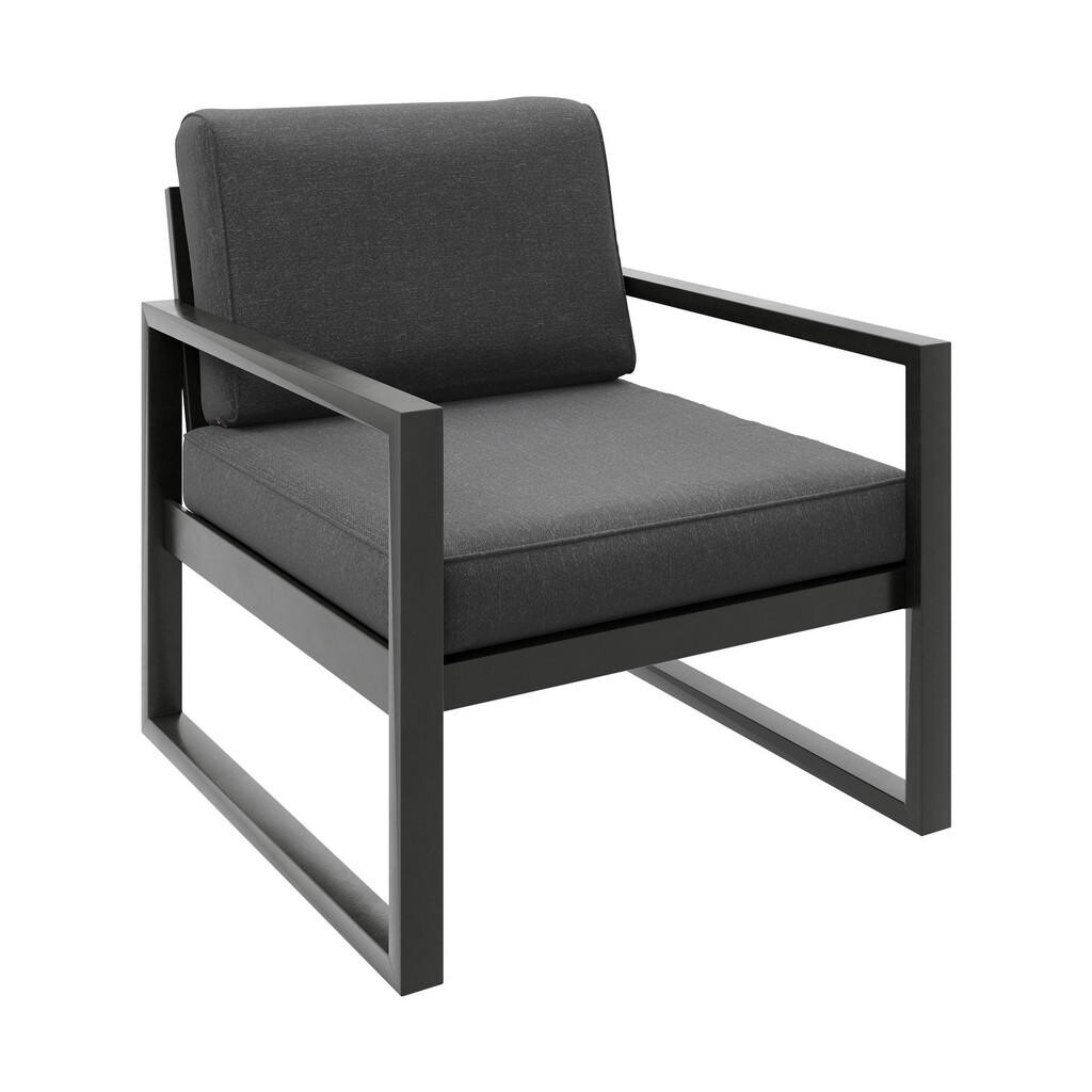 Beautysofa KŘESLO na terasu Stella s kovovým rámem, 76 cm, tmavě šedé