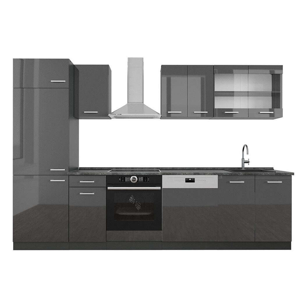 Vicco KUCHYŇSKÝ KOUT R-Line Antracit vysoký lesk/antracit 300 cm , PD Antracit