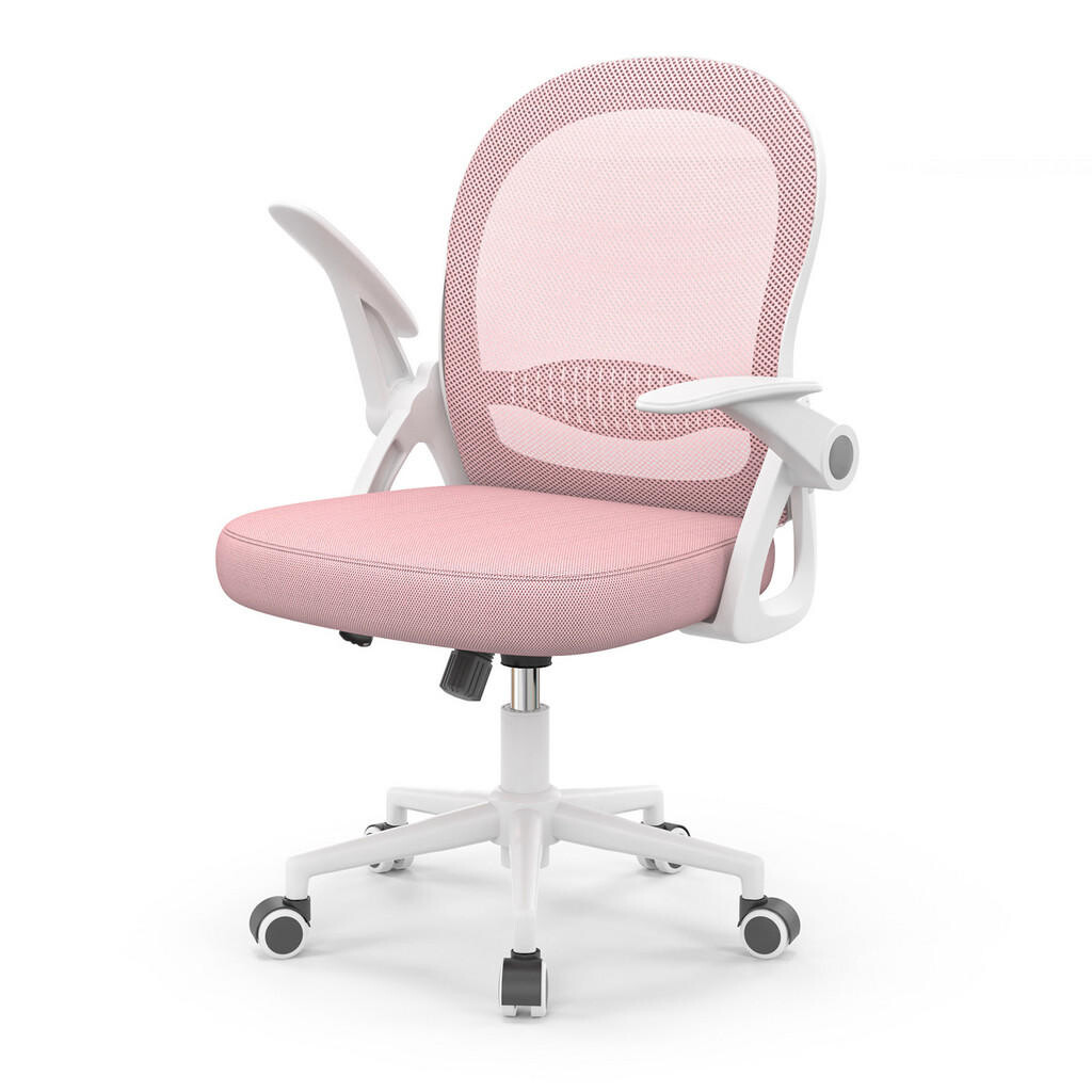 Rattantree ERGONOMICKÁ-KANCELÁŘSKÁ-ŽIDLE, středně vysoké opěradlo, sklápěcí opěrky na ruce, bederní opěrka – Růžová