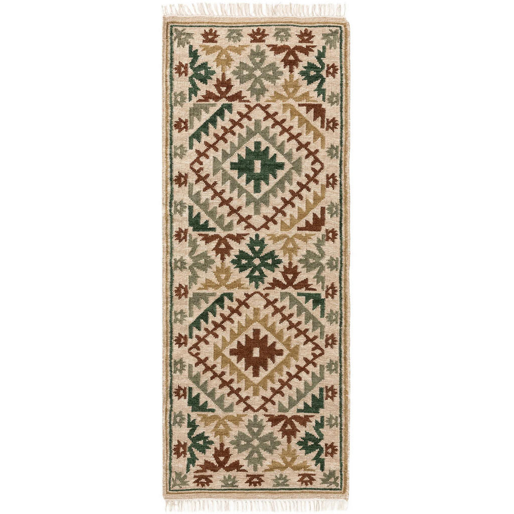 benuta Pure RUČNÍ tkaný kilim Zohra Zelená 80x200 cm