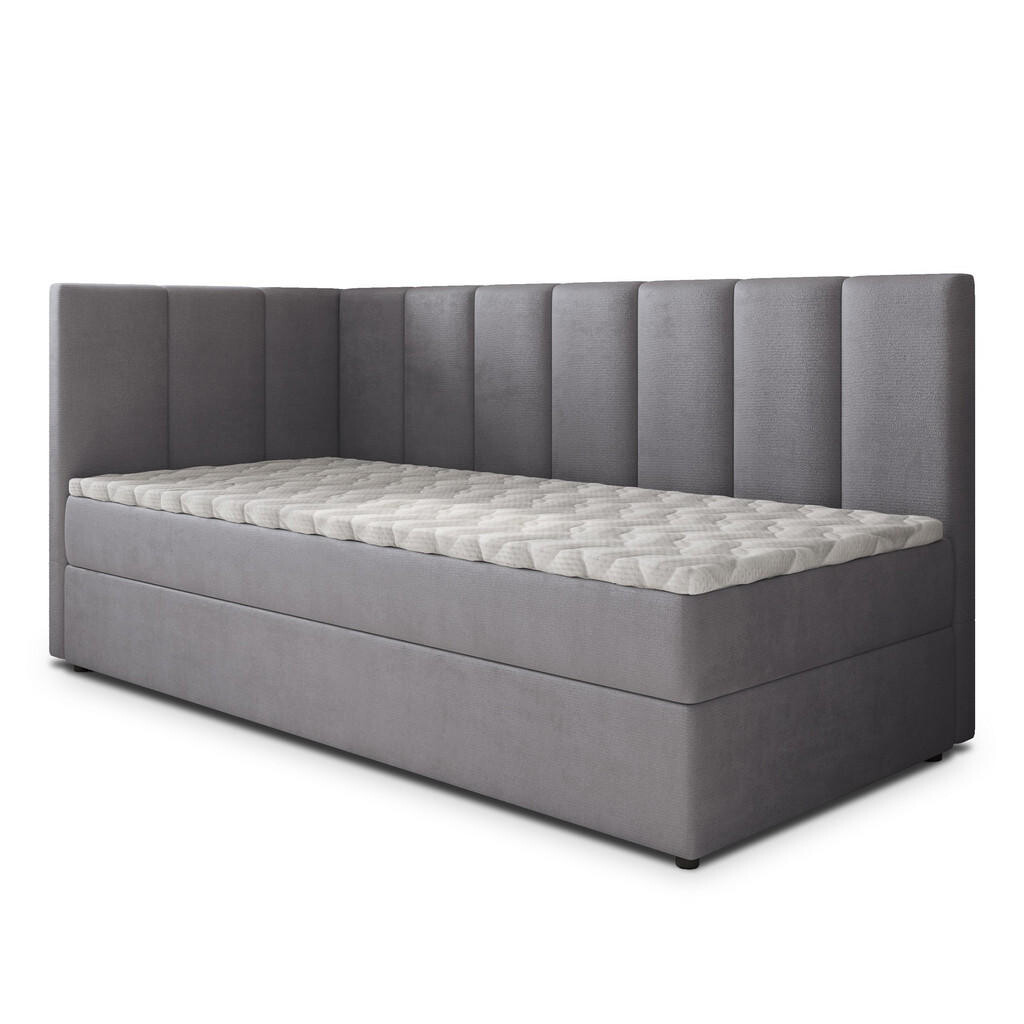 MASSENO AMERICKÁ POSTEL BEVE 80x200 cm, s matrací a úložným prostorem, šedá