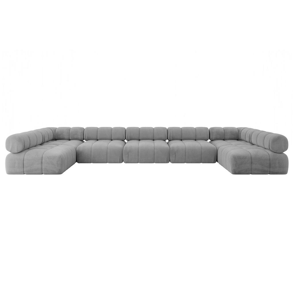 ALTDECOR SEDACÍ SOUPRAVA modulární pohovka Garvo-U3 – 475 x 190 x 70 cm světle šedý velur