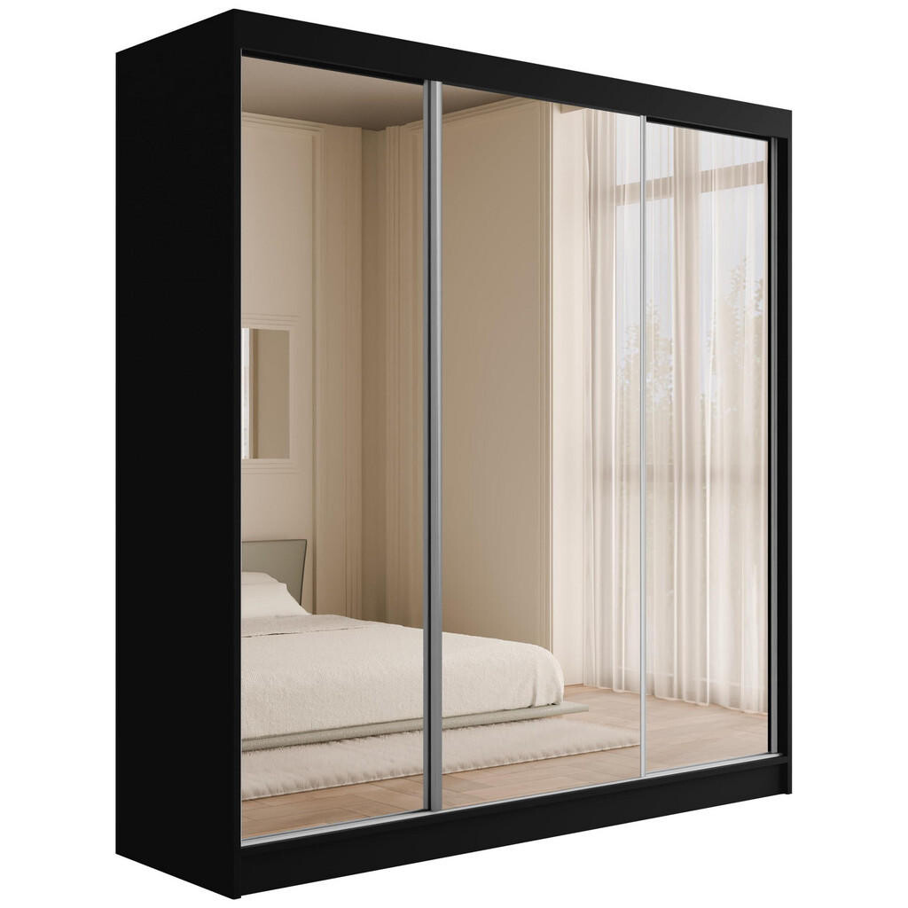 ALTDECOR ŠATNÍ SKŘÍŇ s zrcadlem V2-URBANO 215x200 cm černá