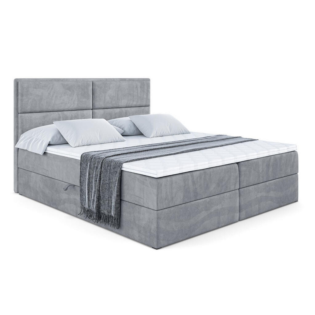 ALTDECOR AMERICKÁ postel s matrací H4 a lamelovým roštem – AURA – 200 x 200 – H4 – šedá