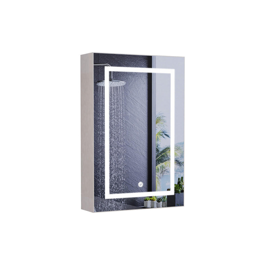 SHOPENTRA LED zrcadlová skříňka 50x70cm bílá, 1dveřová s dotykovým spínačem