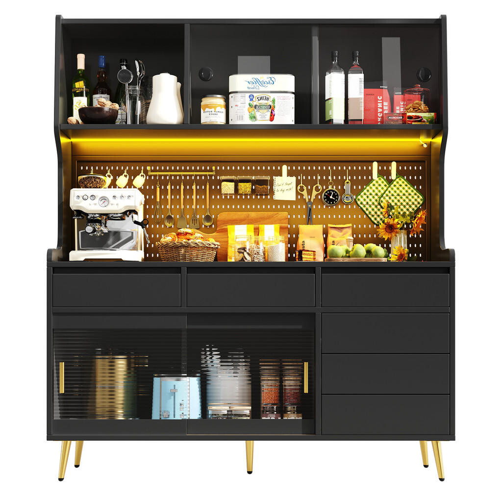 FLIEKS VYSOKÁ KOMODA 145x39x171 CM LED ČERNÁ