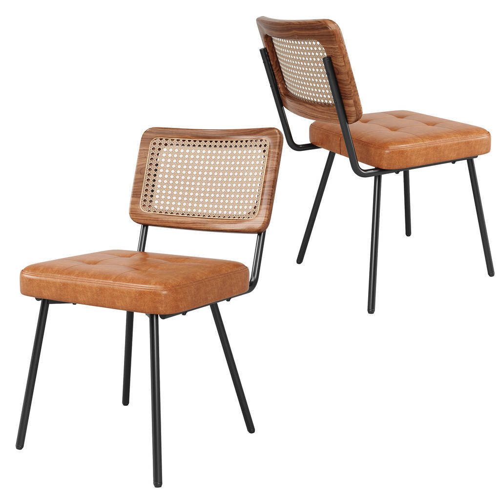 FLIEKS JÍDELNÍ ŽIDLE V SADĚ 2 KS EKO KŮŽE RATTAN RETRO