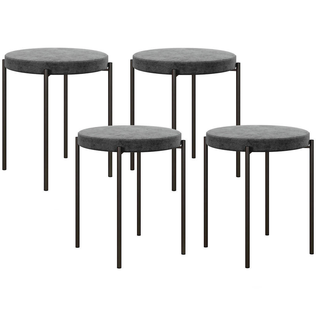 HOMCOM SADA 4 KS Jídelní stoličky Jídelní židle Kuchyňská židle moderní Polyester Kov tmavě šedá