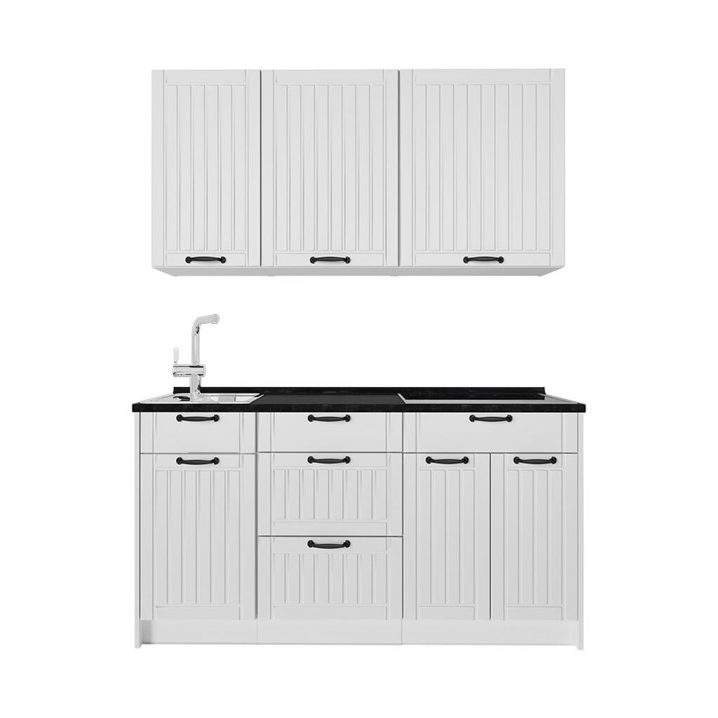 Vicco JEDNOTKOVÁ KUCHYNĚ Fame-Line, Bílý venkovský dům/Bílá, 150 cm, PD Antracit