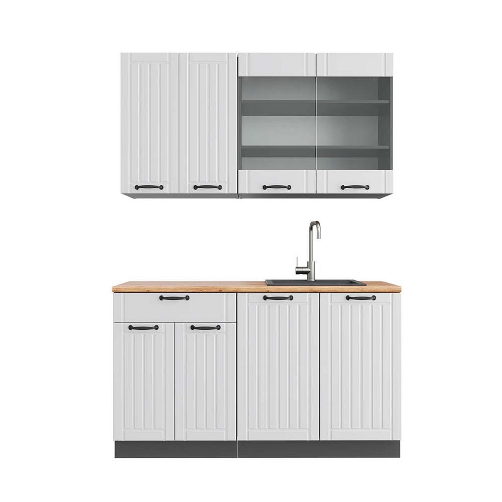 Vicco JEDNOTKOVÁ KUCHYNĚ Fame-Line Bílý venkovský dům/antracit 140 cm , PD Dub