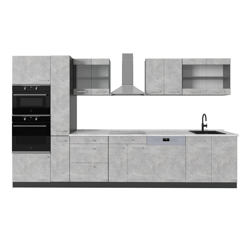 Vicco KUCHYNĚ R-Line Beton/antracit 350 cm , PD Mramor