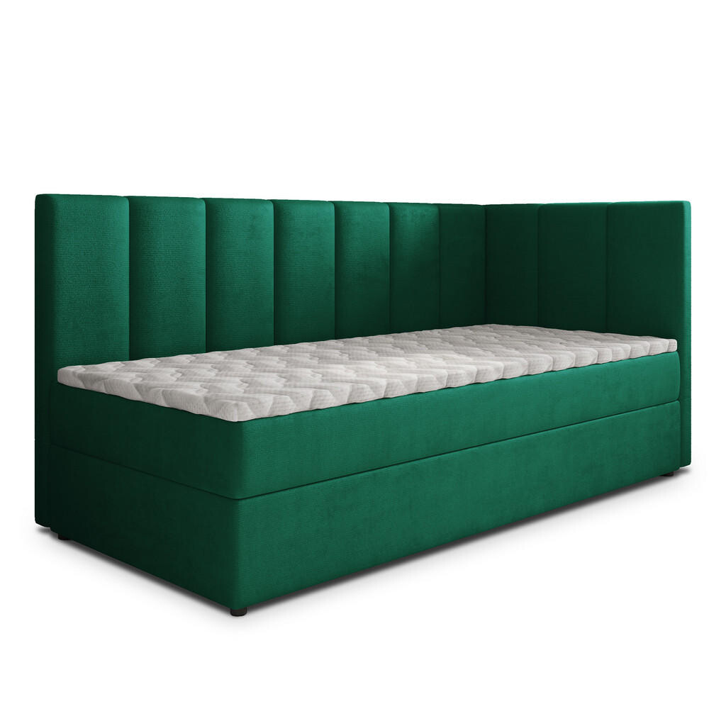 MASSENO AMERICKÁ POSTEL BEVE 80x200 cm, s matrací a úložným prostorem, tmavě zelená
