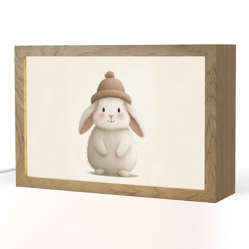 OnlyWow NOČNÍ LAMPIČKA Králík - Klobouk - Uši - béžový 30x20 cm