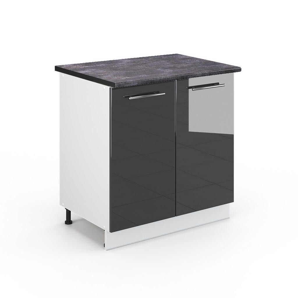 Vicco SPODNÍ SKŘÍŇKA KUCHYŇSKÉ LINKY Fame-Line, Antracitový vysoký lesk/Bílá, 80 cm pracovná doska antracitová