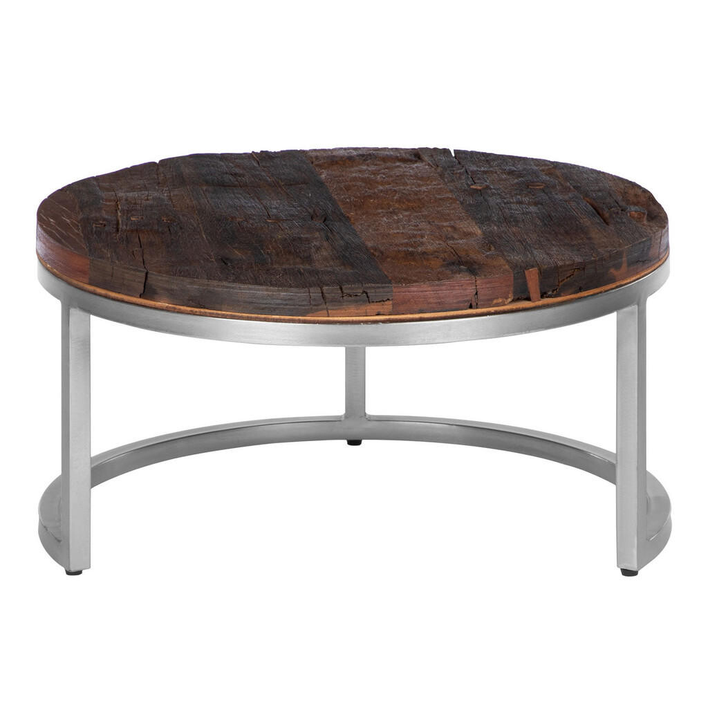 WOMO-DESIGN KONFERENČNÍ STOLEK, Ø 70 x 35 cm, kulatý, přírodní/niklová povrchová úprava, z akáciového dřeva/kovu