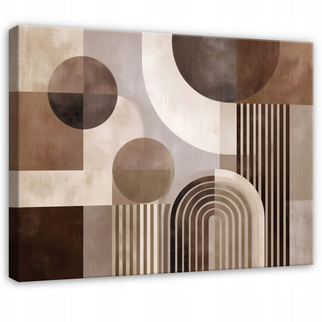 Wallarena OBRAZ na plátně Abstraktní geometrický hnědý 100x70 cm