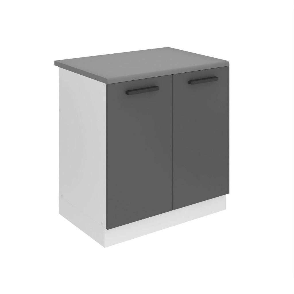 B BELINI GROUP SKŘÍŇKA POD DŘEZ 80 cm SDZ, s pracovní deskou, s 2 dvířky, Stříbrná matná
