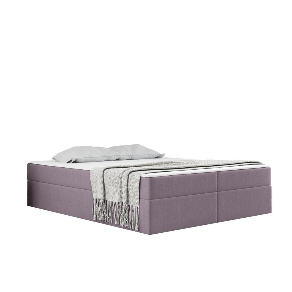 Kaiser Möbel KONTINENTÁLNÍ POSTEL s úložným prostorem, matrací a topperem Ruben Fialová 200x200 cm H2-Pocket