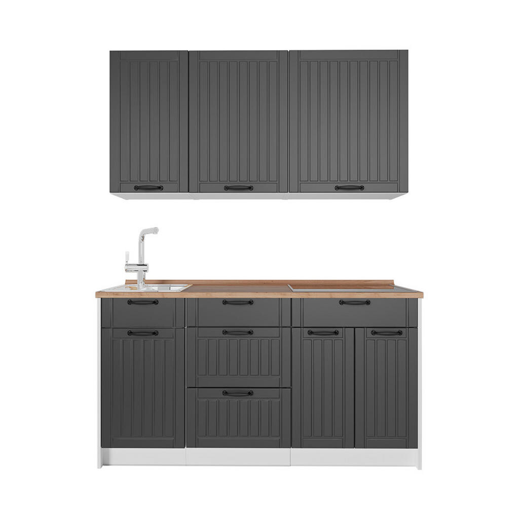 Vicco JEDNOTKOVÁ KUCHYNĚ Fame-Line, Tmavě šedá/Bílá, 150 cm, PD Dub
