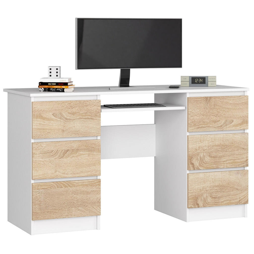 RAUMHIRSCH FURNITURE PSACÍ STŮL bílý, dub Sonoma 77/135/50