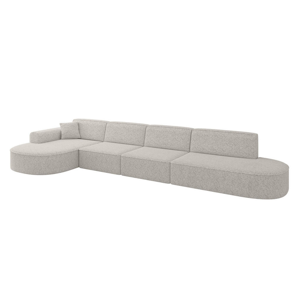 ALTDECOR ROHOVÁ SEDACÍ SOUPRAVA s otomanou vlevo MARI-L3 – 413 × 171 × 79 cm, světle šedá tkanina