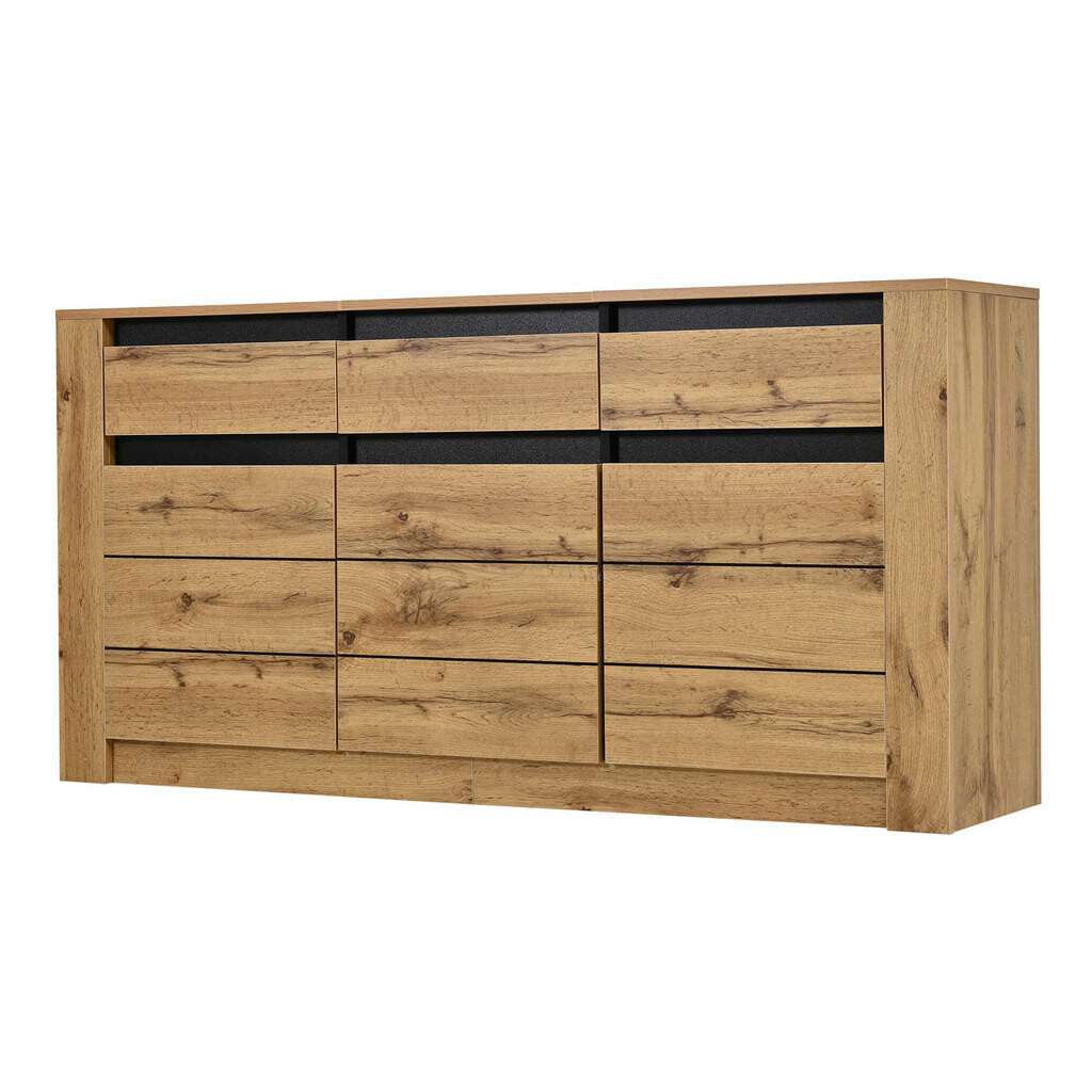 FLIEKS KOMODA vlnitý design 3 zásuvky 9 polic 135cm