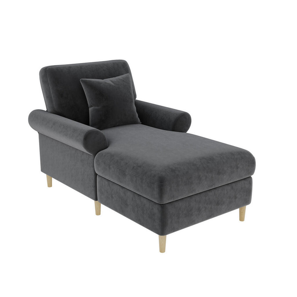 OKWISH RELAXAČNÍ křeslo 133/87/90 cm šedé ze sametu s polohou vleže a polštářem
