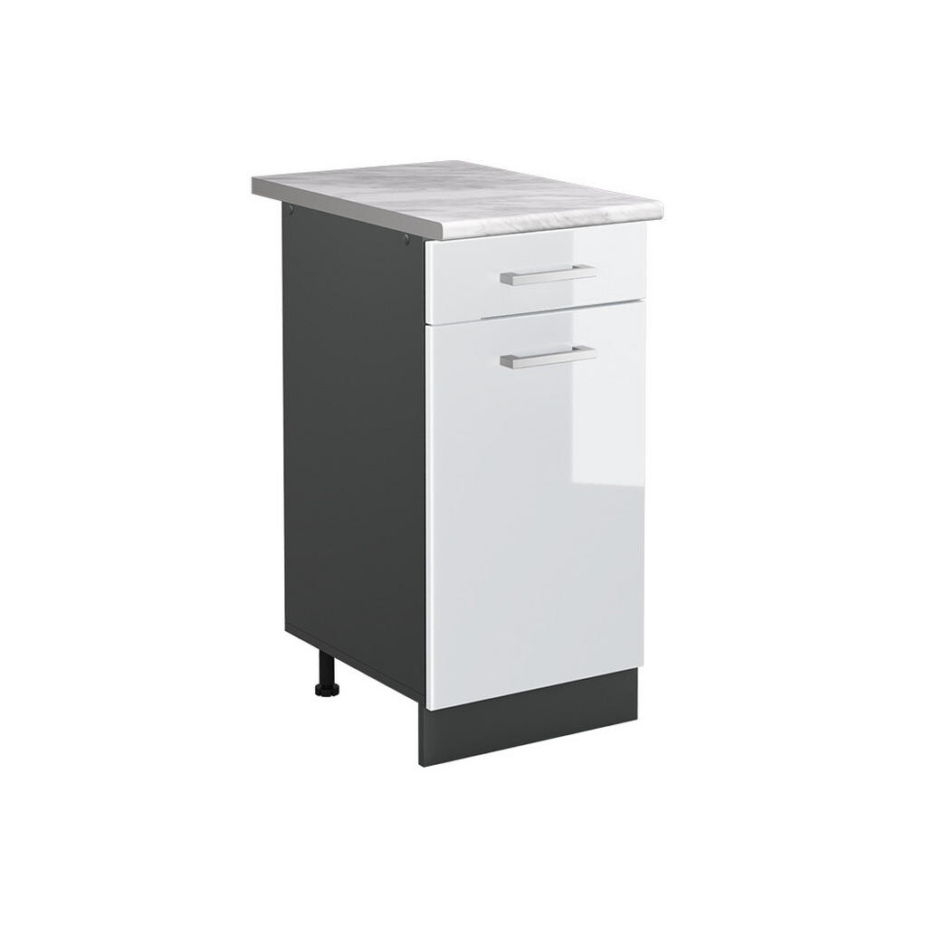 Vicco SPODNÍ SKŘÍŇKA KUCHYŇSKÉ LINKY R-Line, Bílá vysoký lesk/Antracit, 40 cm pracovná doska Mramor