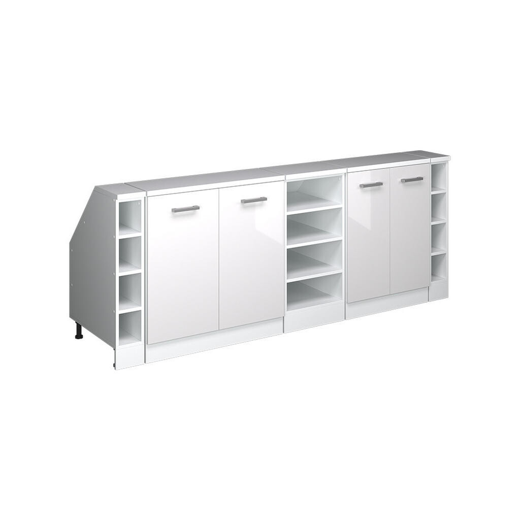 Vicco KUCHYŇSKÁ SKŘÍŇKA POD ŠIKMOU STŘECHU R-Line Bílá vysoký lesk 210 cm Sada 5 korpusů skříně hloubka 60 cm
