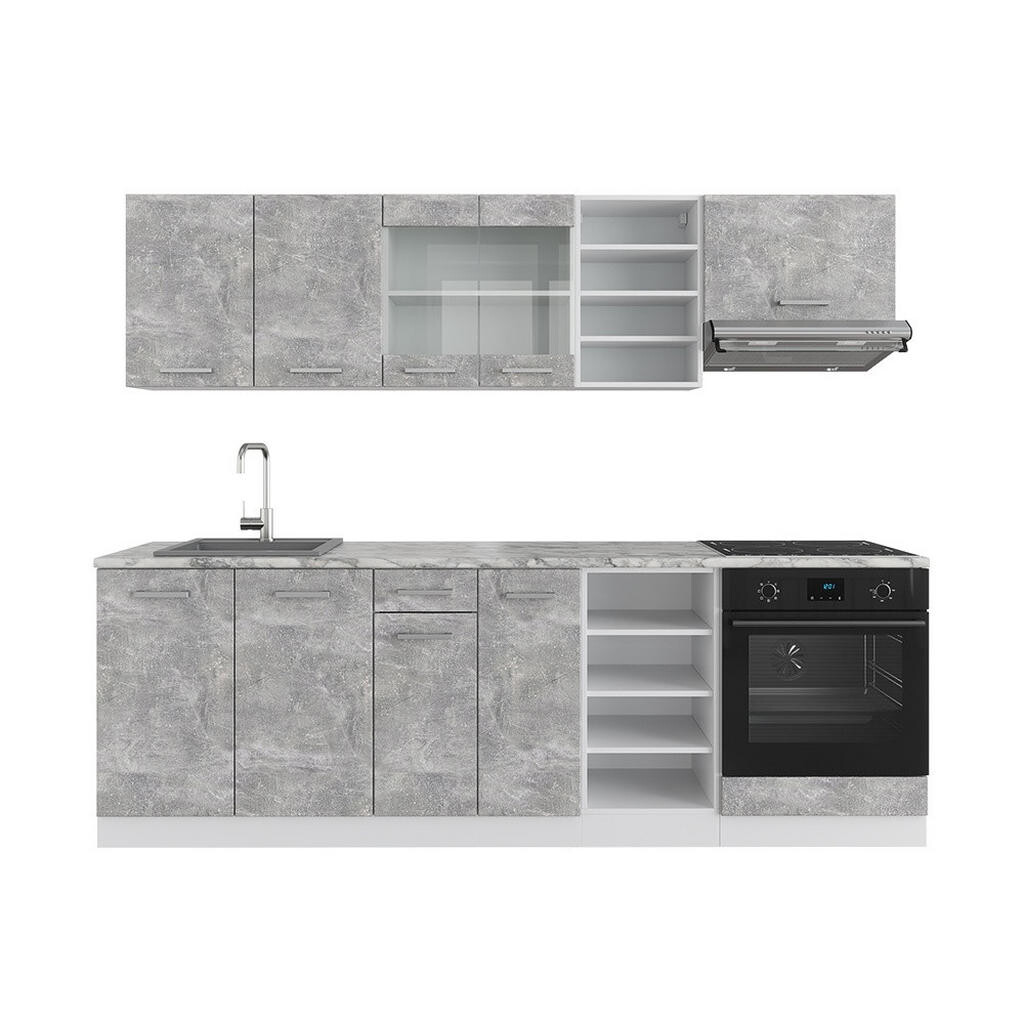 Vicco KUCHYŇSKÝ KOUT R-Line Beton/bílá 240 cm s pracovní deskou