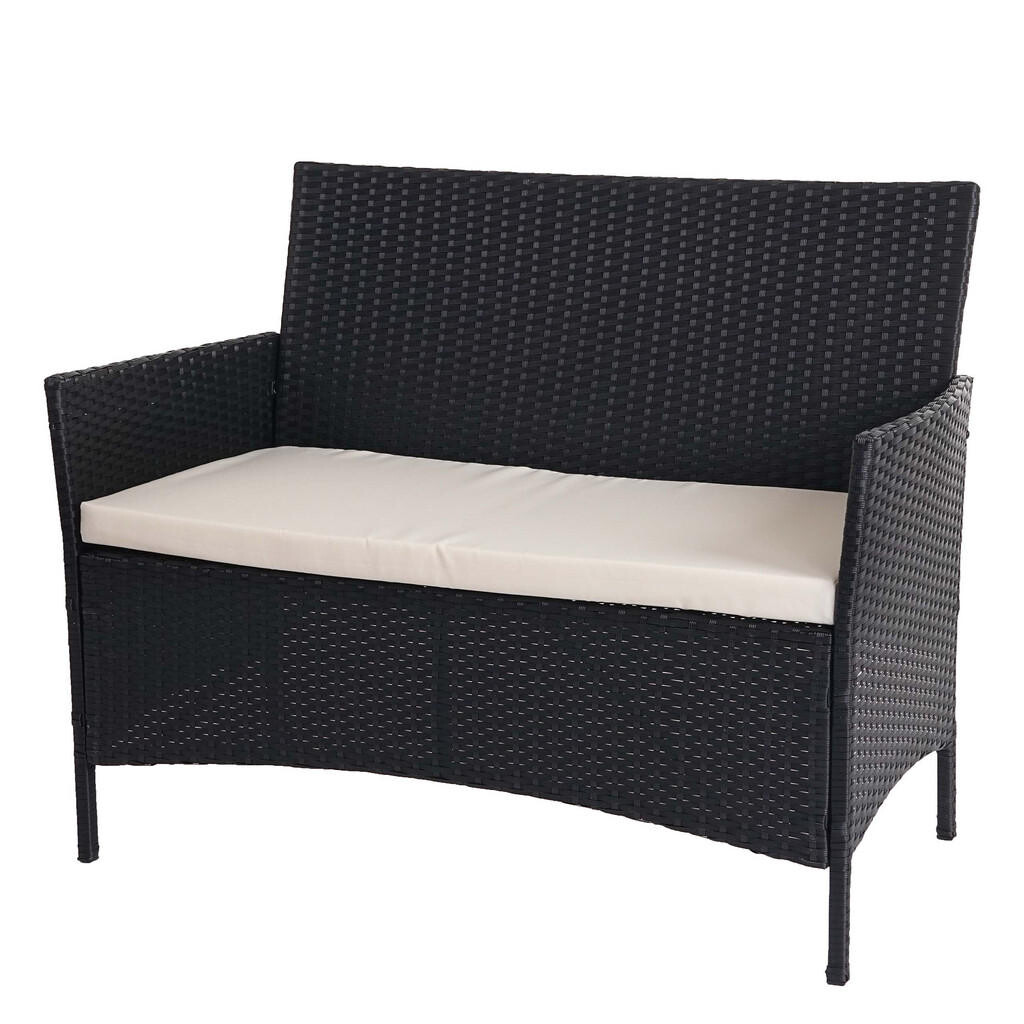 MCW POLY-RATTAN ZAHRADNÍ LAVICE Antracitová, krémově bílá
