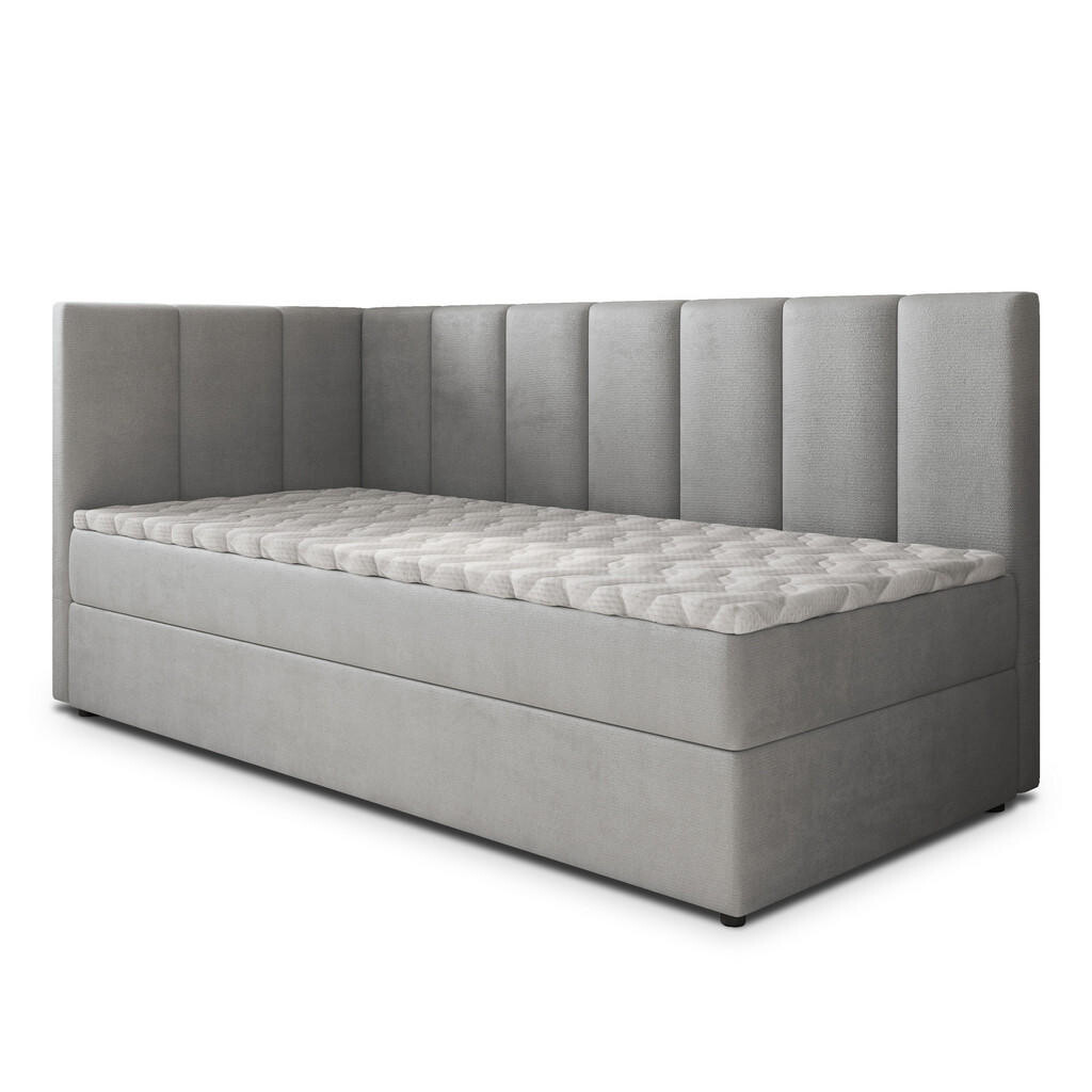 MASSENO AMERICKÁ POSTEL BEVE 100x200 cm, s matrací a úložným prostorem, světle šedá