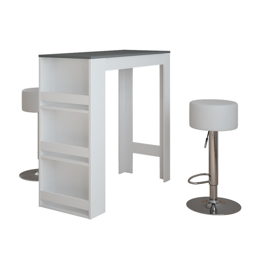 Vicco STOJACÍ BAROVÝ STŮL SE ŽIDLEMI Repose Bílá/antracitová 45 x 110 cm se 2 barovými stoličkami