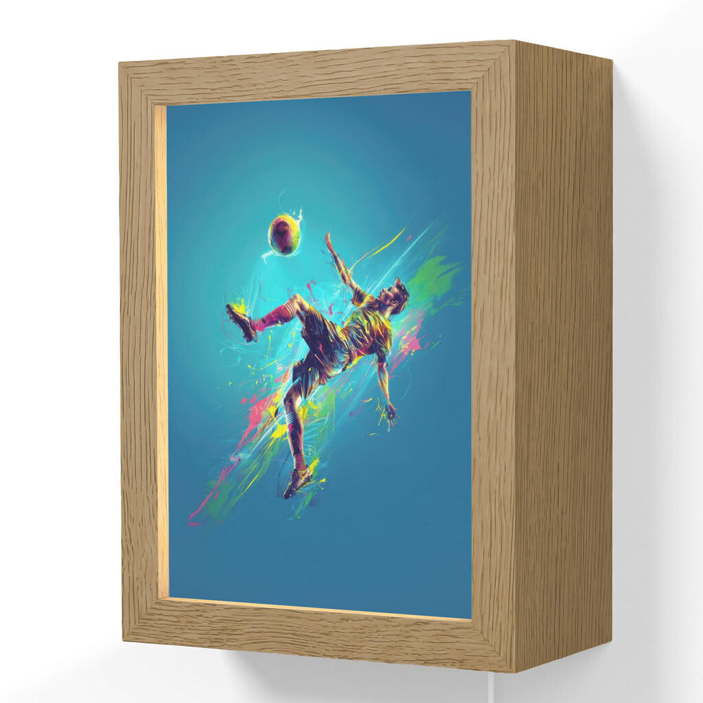 OnlyWow NÁSTĚNNÁ LAMPA Fotbalista - Stříkající barva - Barevné - Míč 15x20 cm