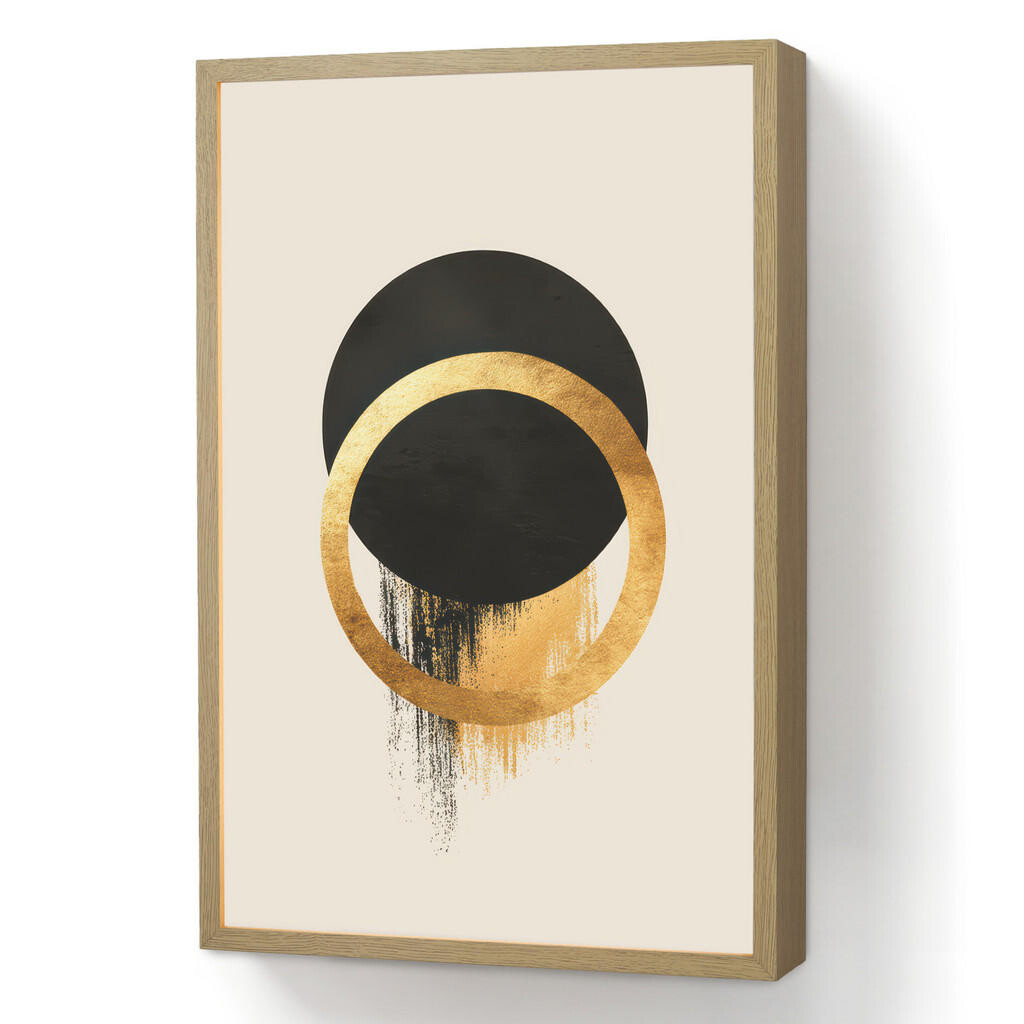 OnlyWow NÁSTĚNNÁ LAMPA S AKUMULÁTOREM Abstraktní design - Černý kruh - Skvrny od barvy 40x60 cm