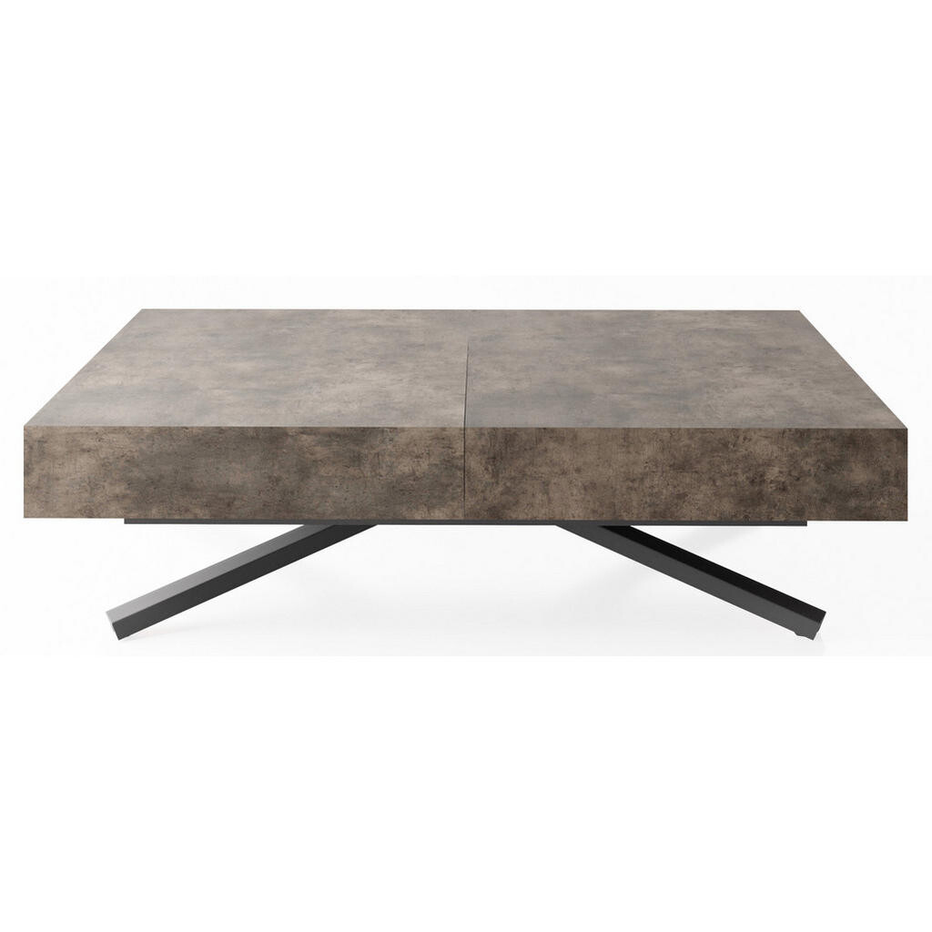 WFL GROUP KONFERENČNÍ STOLEK Cavetta X Výškově Nastavitelný a Rozkládací s Černou Kovovou Podnoží, Tmavě šedý Chicago Beton 120-200/80/27-76 cm