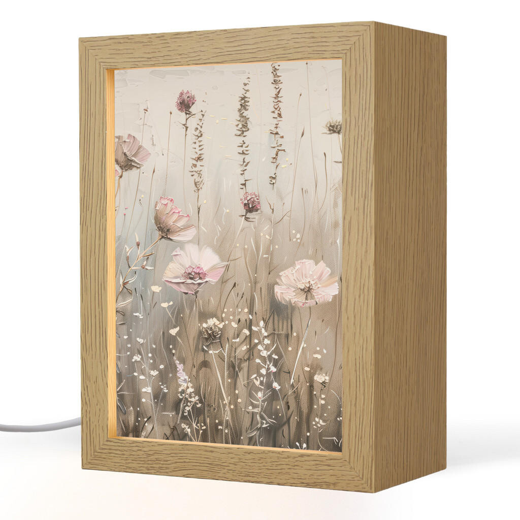 OnlyWow STOLNÍ LAMPA Květiny - růžová - moderní - béžová 15x20 cm
