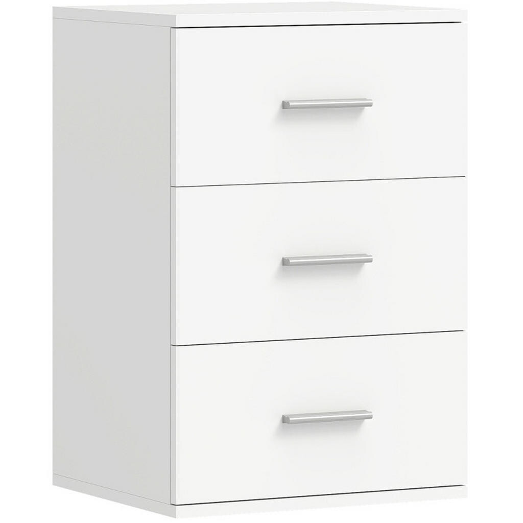 OKWISH NOČNÍ stolek 40/35/60 cm bílý z MDF se 3 zásuvkami a proti převrácení