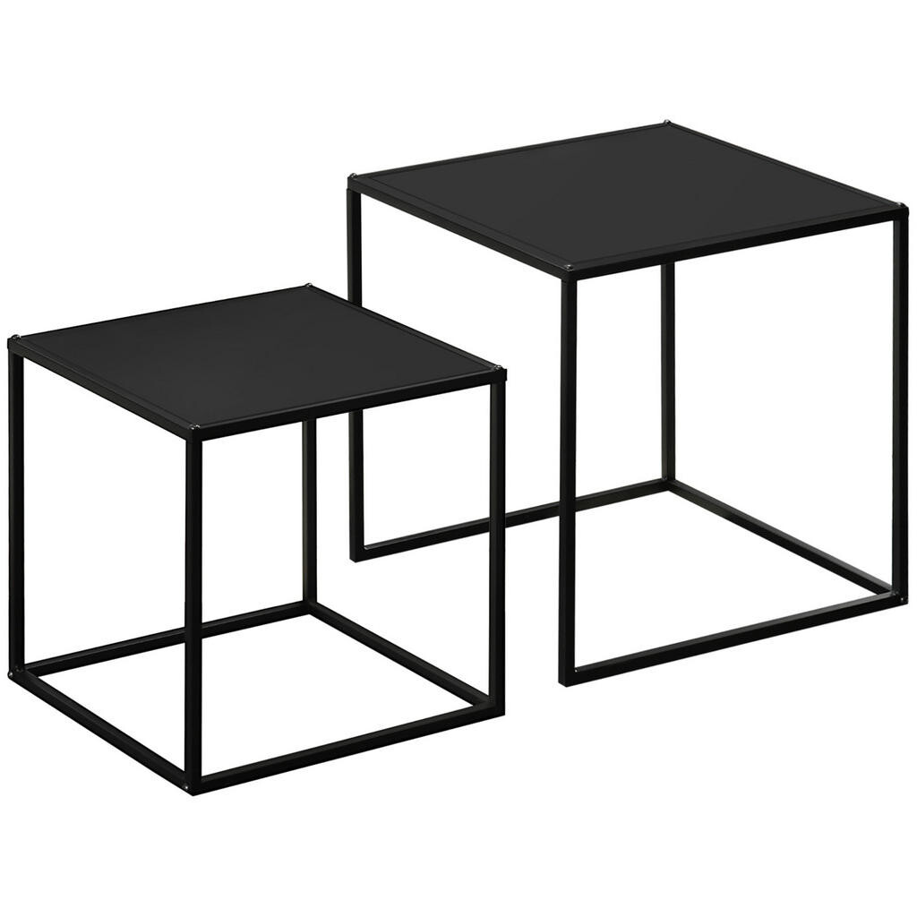 Redom KONFERENČNÍ stolek 40/40/40 cm, sada 2 ks, moderní design, ocelová konstrukce, černá