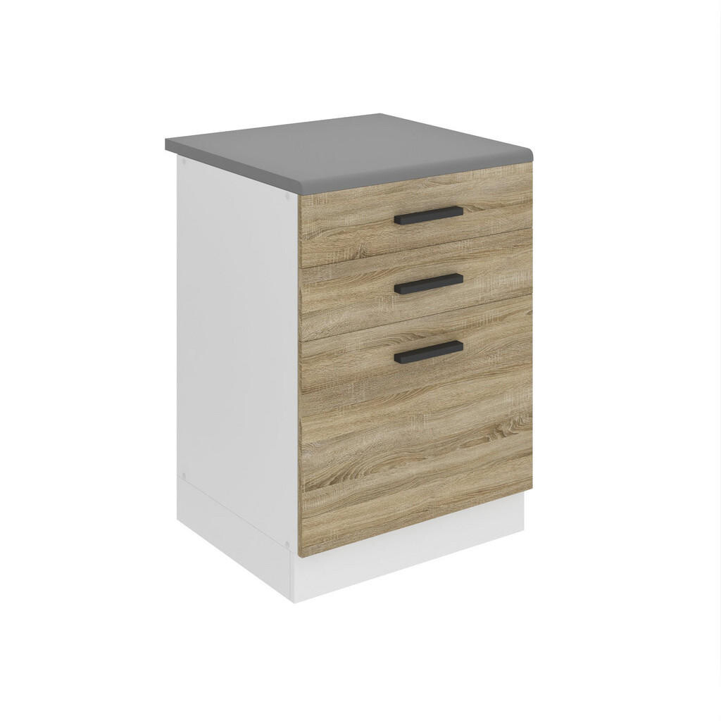 B BELINI GROUP KUCHYŇSKÁ SPODNÍ SKŘÍŇKA 60 cm SDSZ, s pracovní deskou, se zásuvkami, Dub Sonoma