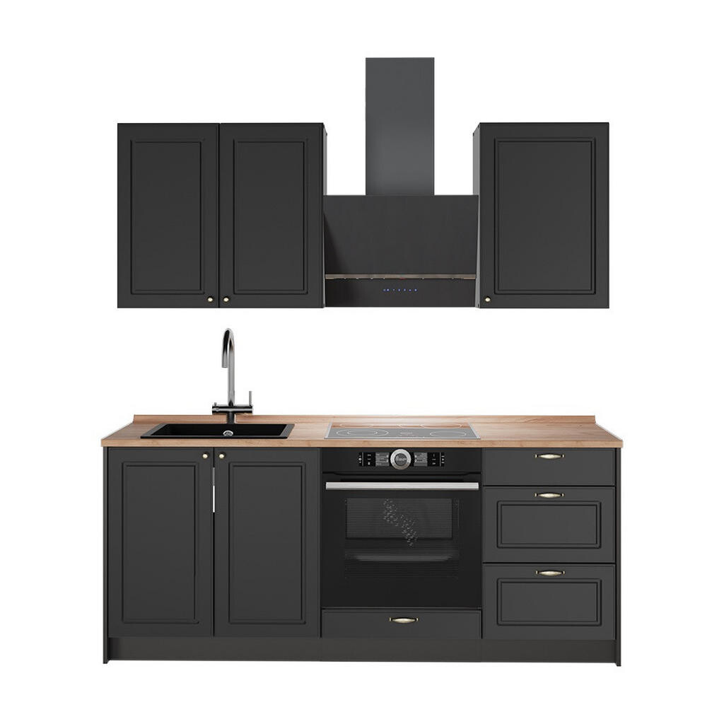 Vicco JEDNOTKOVÁ KUCHYNĚ Fame-Line, Anthrazit-Gold Landhaus/Antracit, 190 cm, PD Dub
