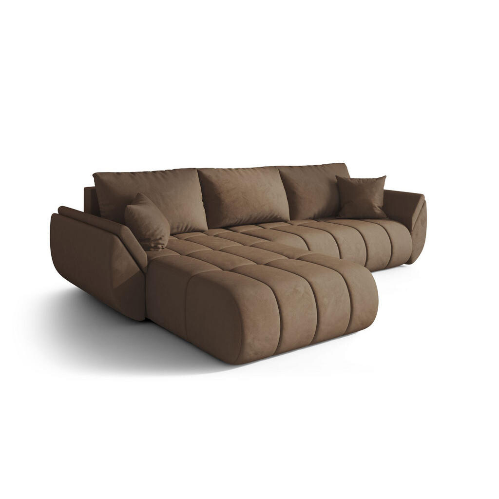 Kaiser Möbel ROHOVÁ SEDAČKA TOKYO PREMIUM s funkcí spaní, tkanina MONOLITH, Světle hnědá, Levá strana