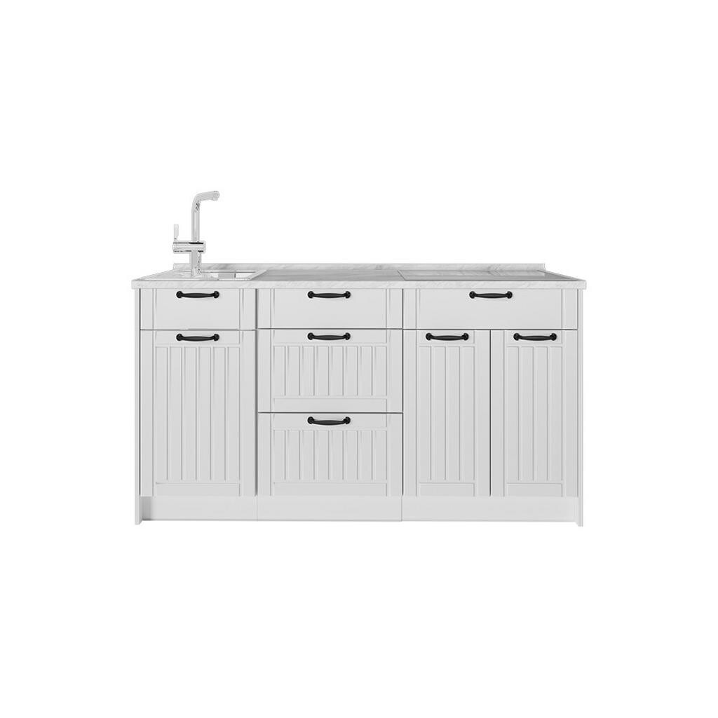 Vicco KUCHYŇSKÝ BLOK Fame-Line, Bílý venkovský dům/Bílá, 150 cm, PD Mramor