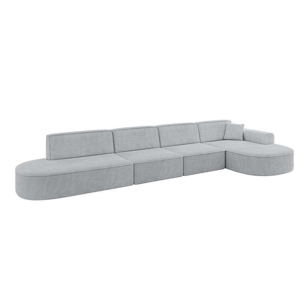 ALTDECOR ROHOVÁ SEDACÍ SOUPRAVA s otomanem vpravo MARI-L3 – 413 × 171 × 79 cm, šedý manšestr