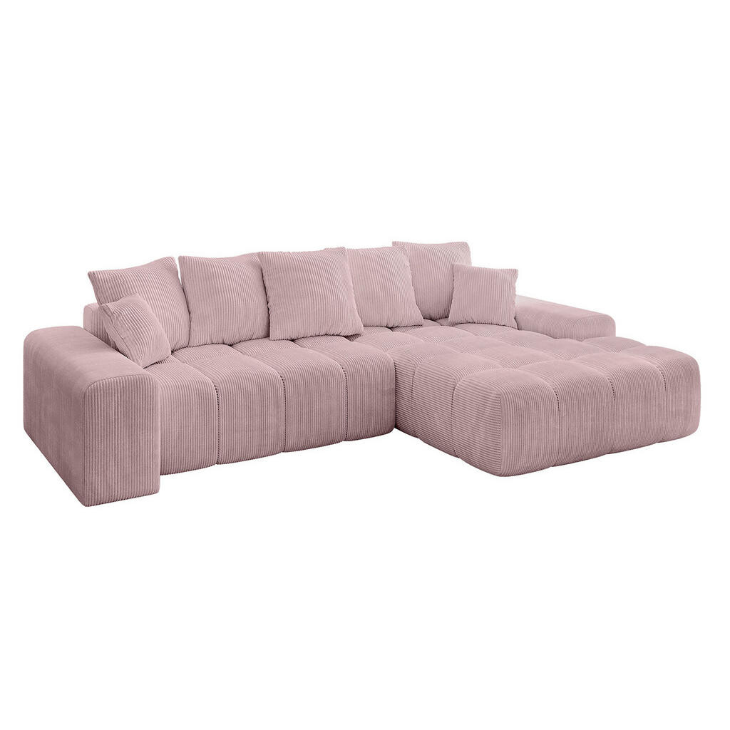 ALTDECOR ROHOVÁ SEDACÍ SOUPRAVA s otomanem vpravo ENSI-L – 267 × 164 × 69 cm, růžová