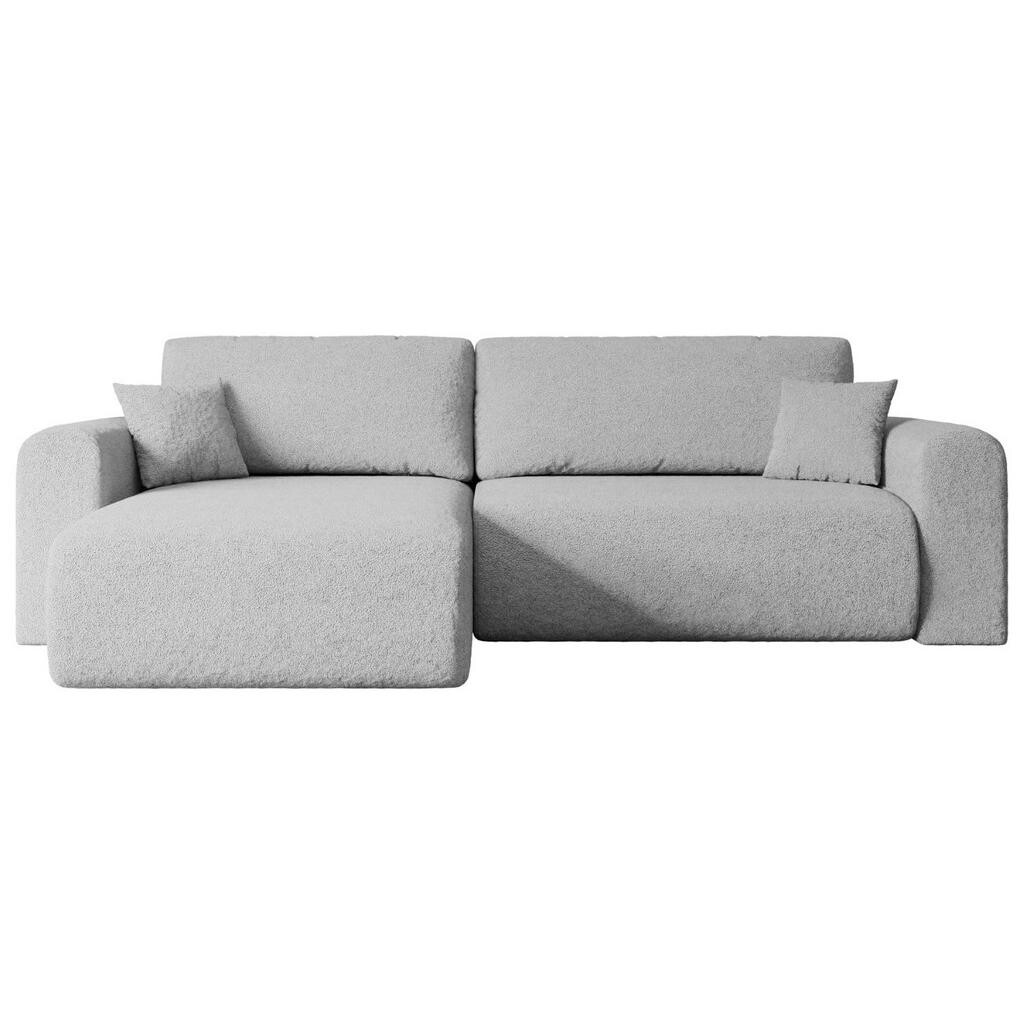 ALTDECOR ROHOVÁ SEDACÍ SOUPRAVA s funkcí lůžka a úložným prostorem ORRO-L – 272 x 145 x 83 cm, světle šedá buklé
