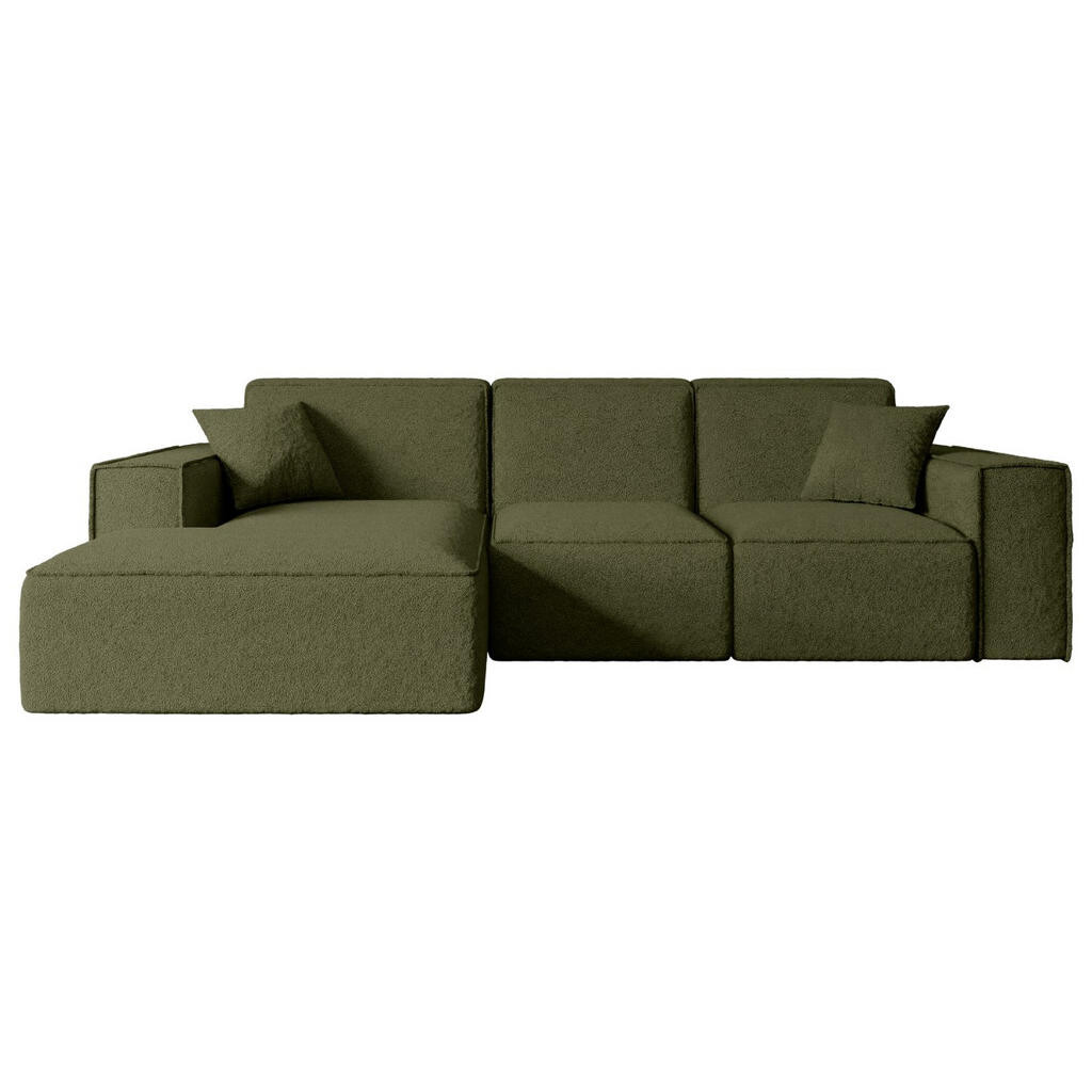 ALTDECOR ROHOVÁ SEDACÍ SOUPRAVA s otomanem vlevo SERRA-L – 266 × 169 × 80 cm, zelený buklé